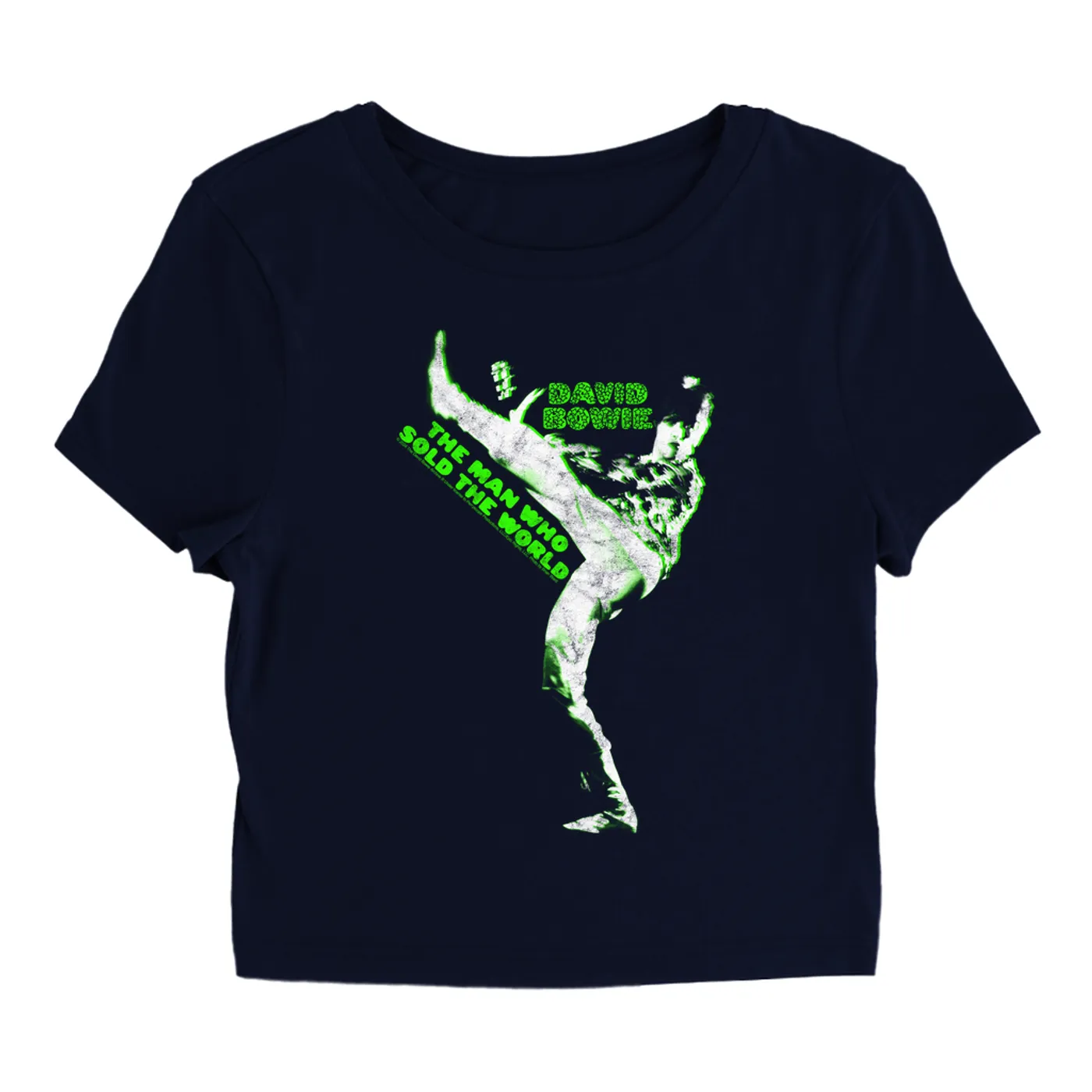 David Bowie Women's T-Shirt | Neon Green The Man Who Sold The World David Bowie Baby Tee