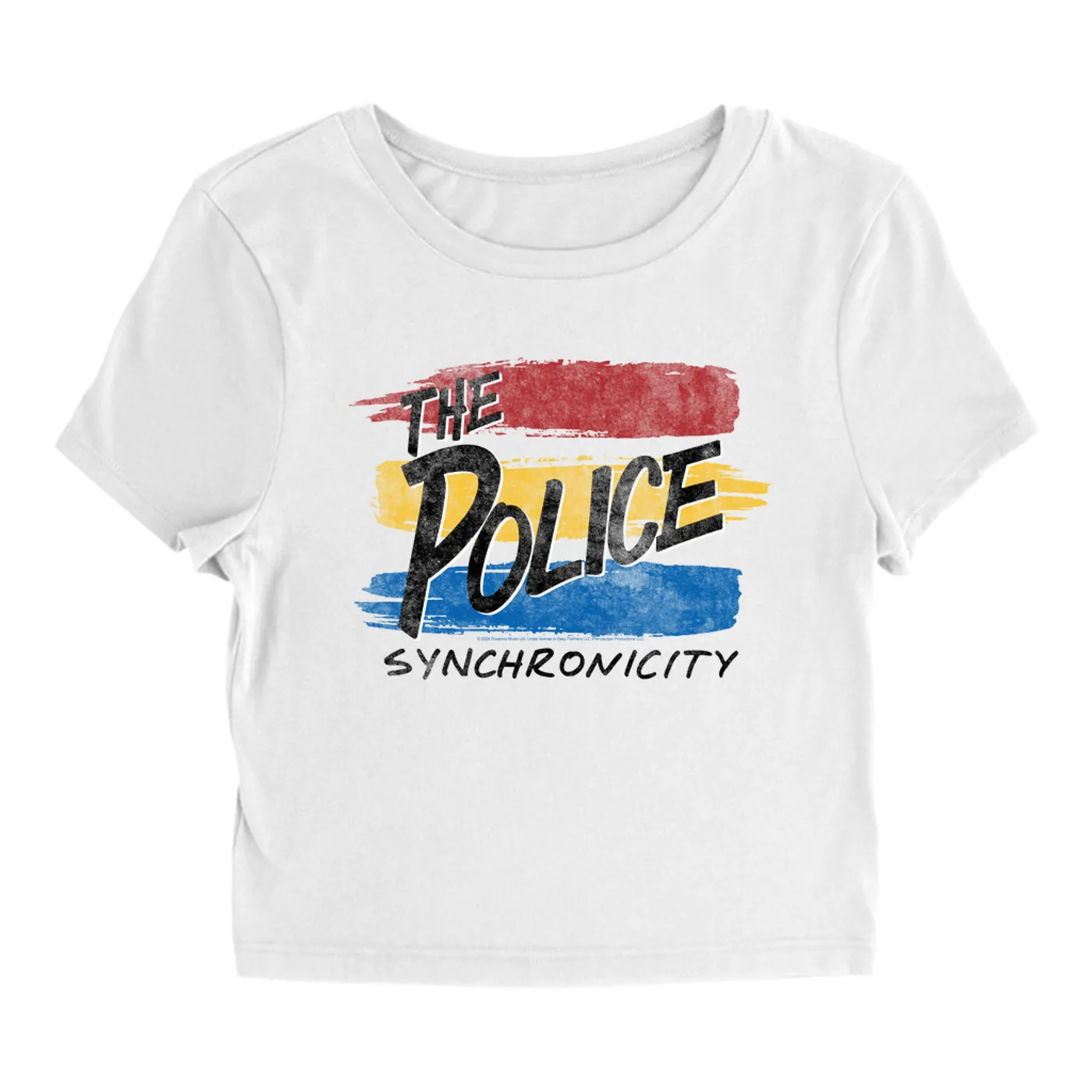 The Police Women's T-Shirt | Sketch Synchronicity Album Logo Distressed The Police Baby Tee
