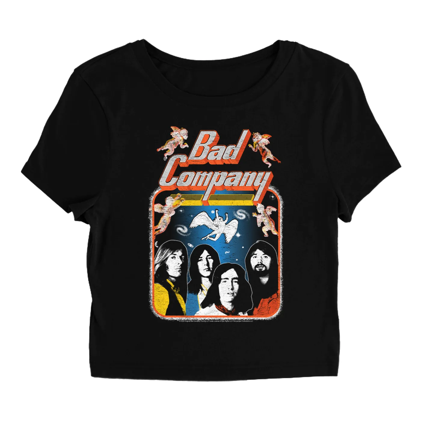 Bad Company Women's T-Shirt | Vintage Burnin' Through America Tour Distressed Bad Company Baby Tee