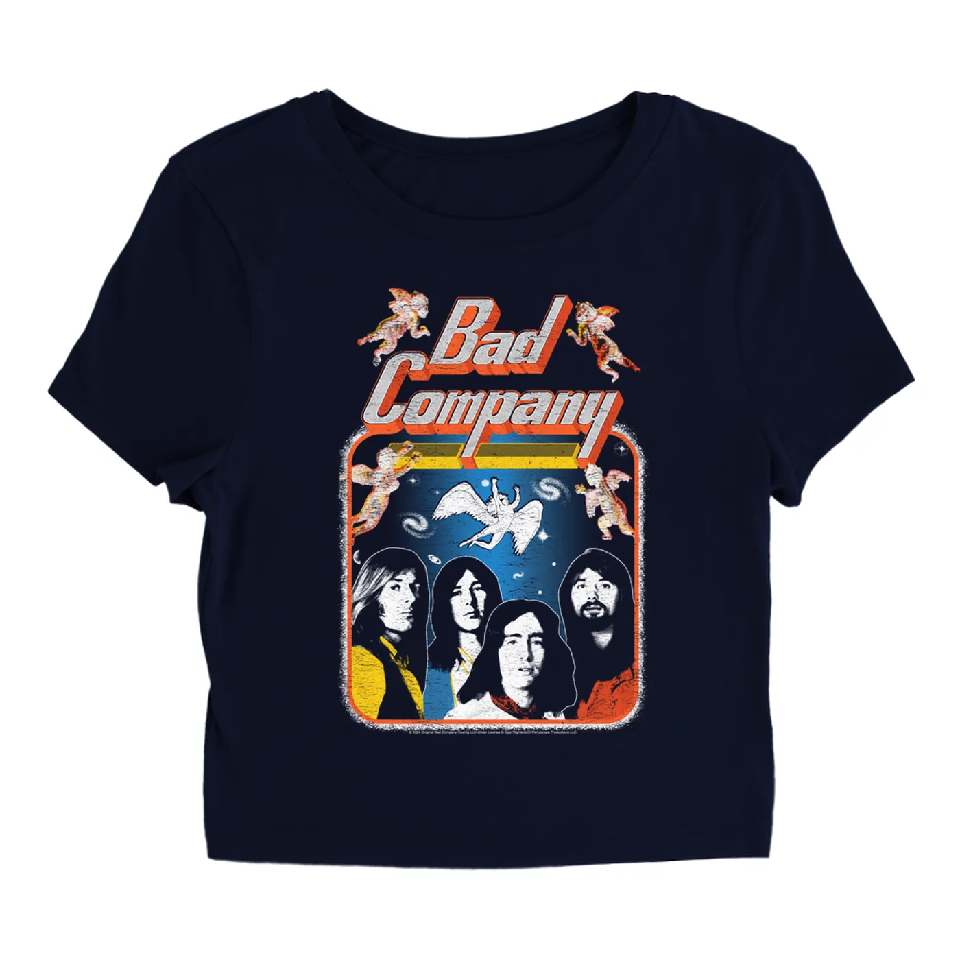 Bad Company Women's T-Shirt | Vintage Burnin' Through America Tour Distressed Bad Company Baby Tee