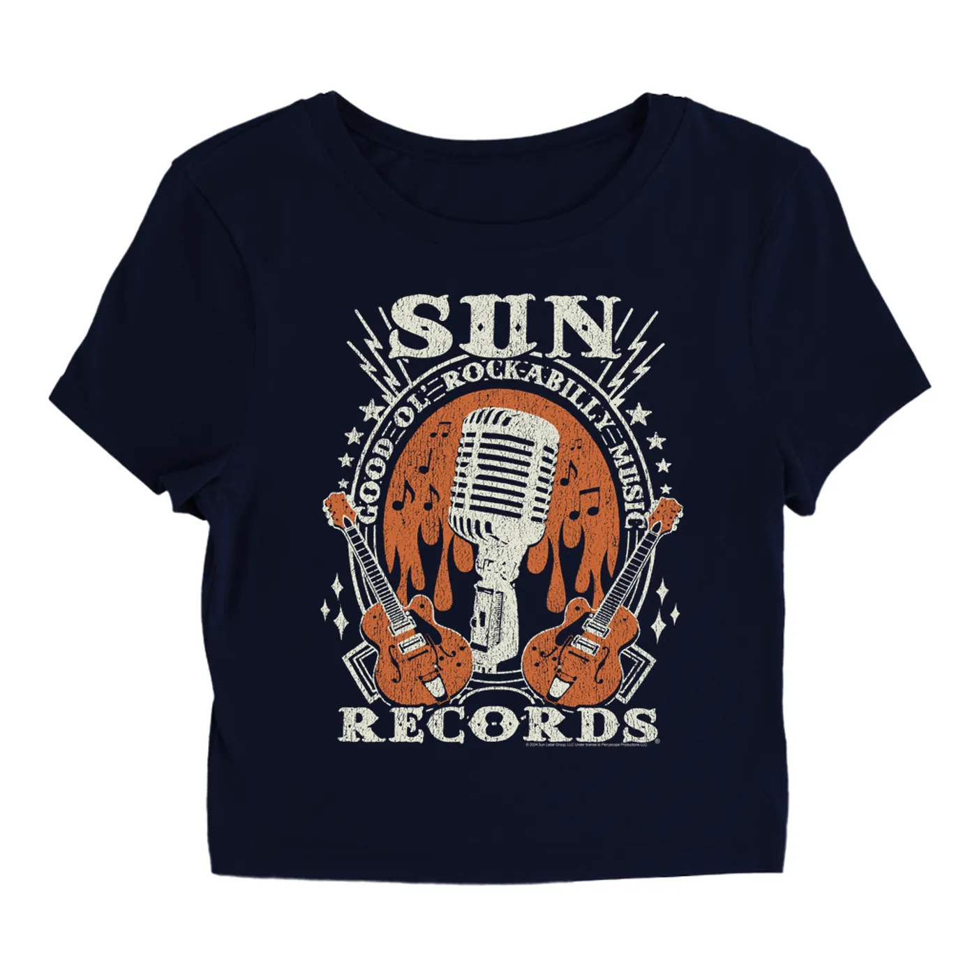 Sun Records Women's T-Shirt | Good Ol' Rockabilly Music Distressed Sun Records Baby Tee