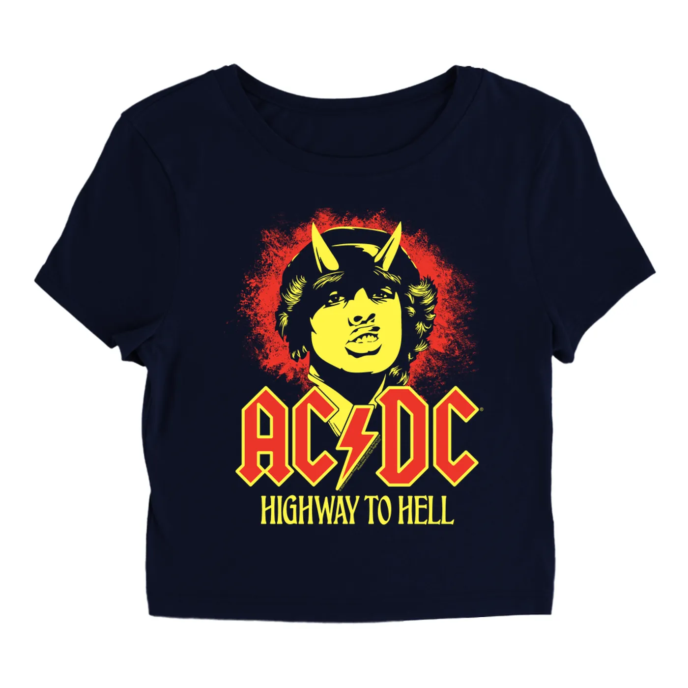 AC/DC Women's T-Shirt | Red Yellow Angus Highway To Hell Design ACDC Baby Tee