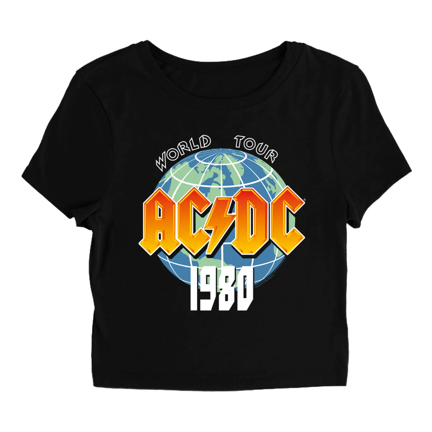 AC/DC Women's T-Shirt | 1980 Globe World Tour ACDC Baby Tee