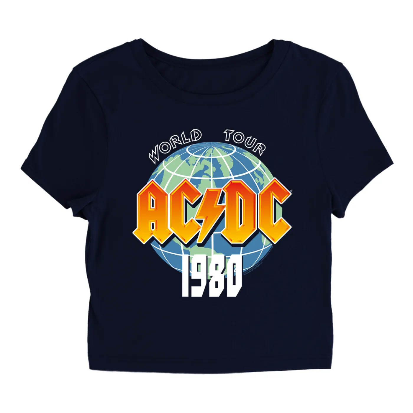 AC/DC Women's T-Shirt | 1980 Globe World Tour ACDC Baby Tee