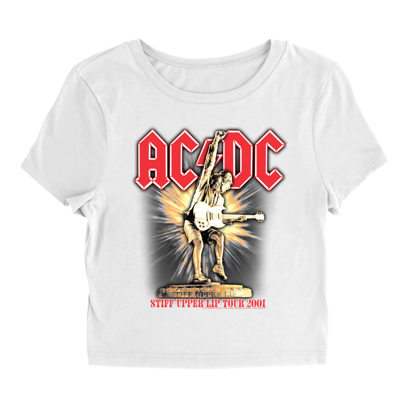 AC/DC Women's T-Shirt | Angus Guitar Rock N' Roll Starburst (Merchbar Exclusive) ACDC Baby Tee