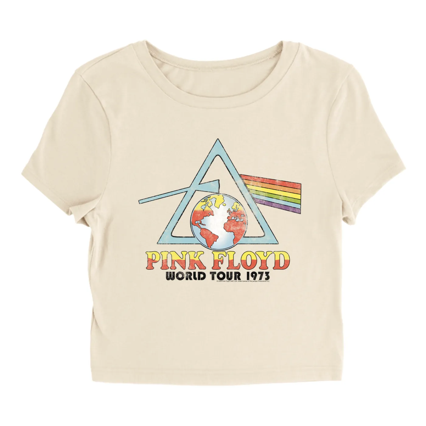 Pink Floyd Women's T-Shirt | Vintage Reissue World Tour 1973 Pink Floyd Baby Tee