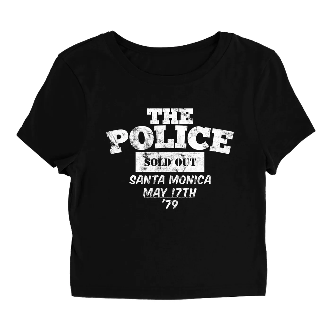 The Police Women's T-Shirt | 1979 Santa Monica Sold Out Concert Distressed (Merchbar Exclusive) The Police Baby Tee
