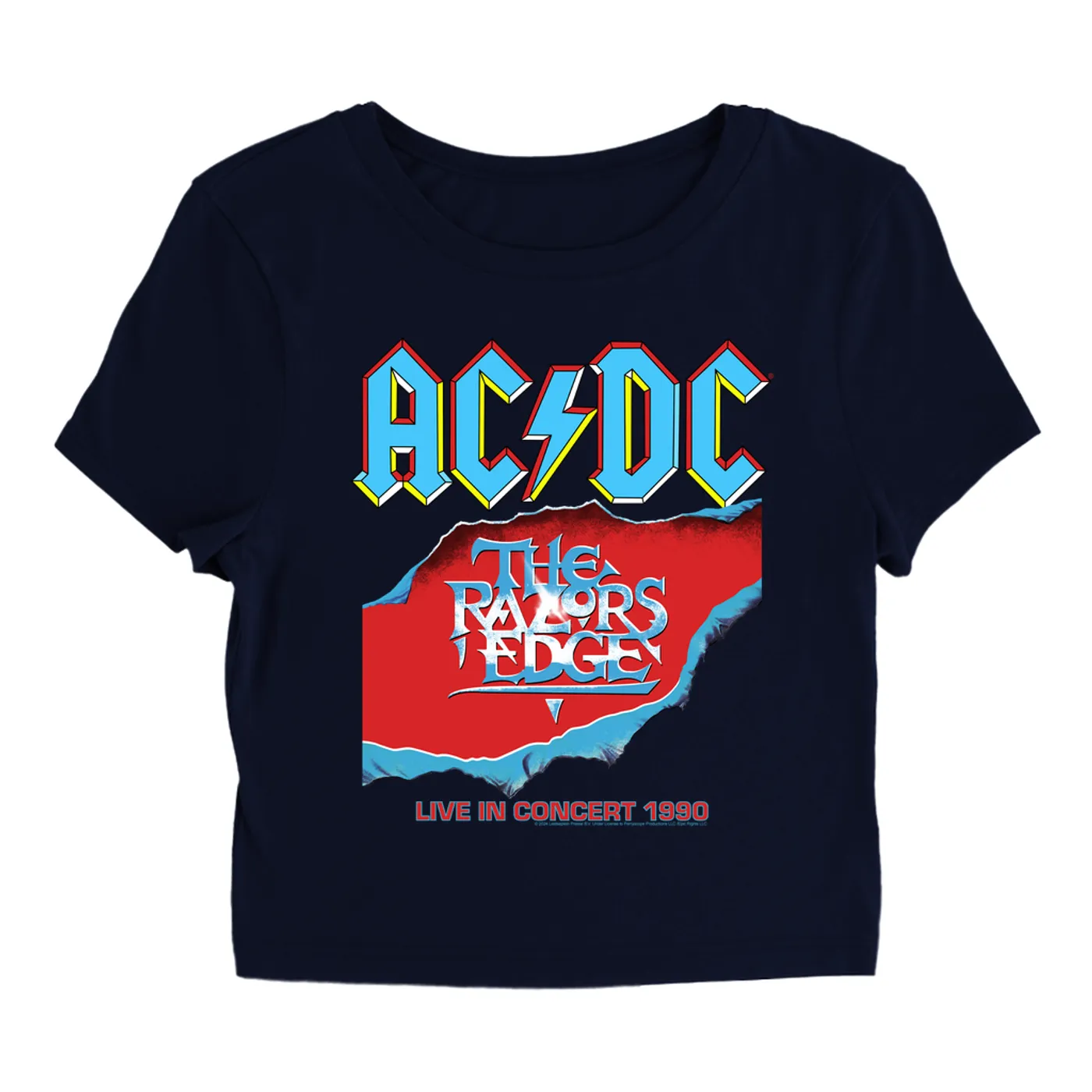 AC/DC Women's T-Shirt | Bold Primary Color Razors Edge Cover Design ACDC Baby Tee