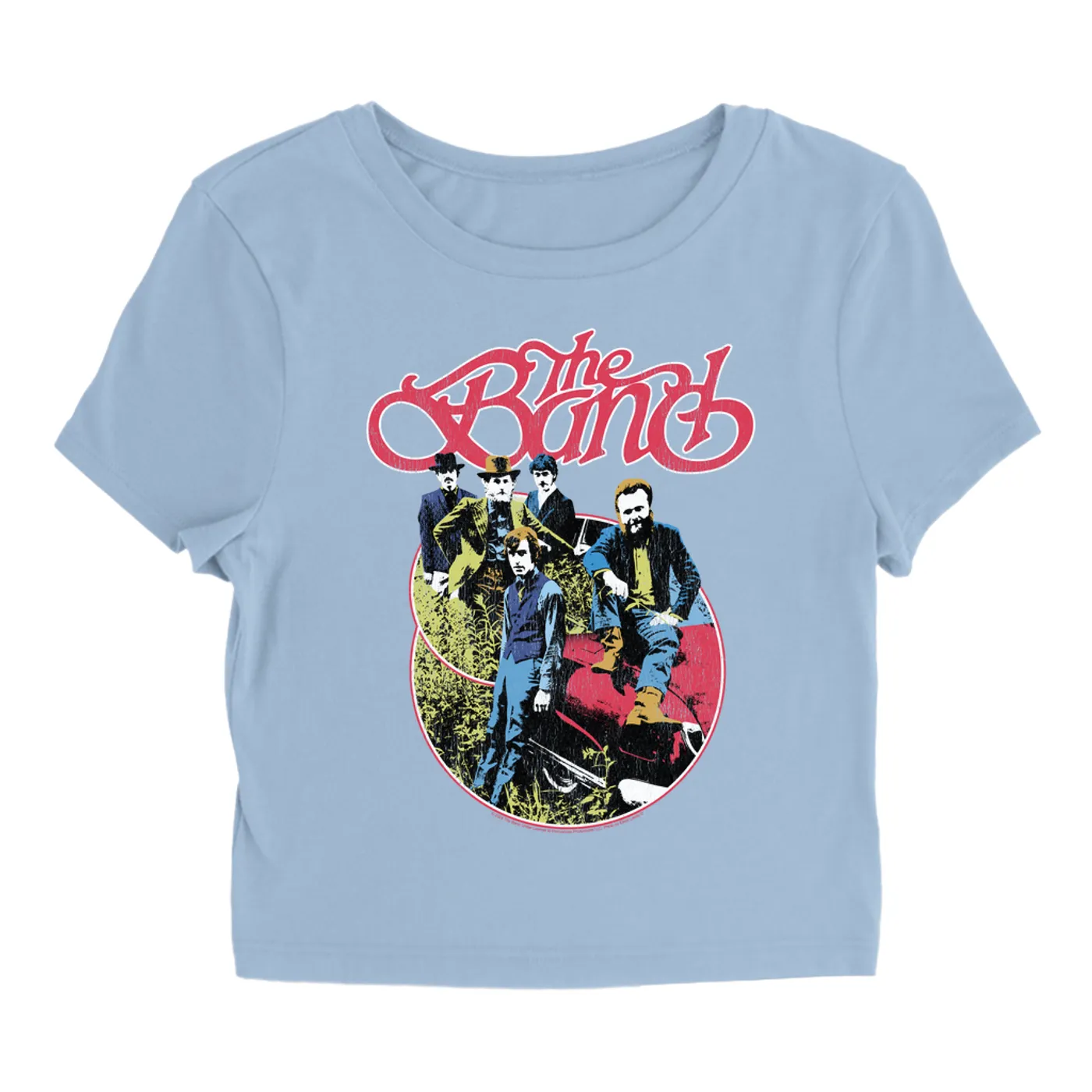 The Band Women's T-Shirt | Group Photo Car Design Distressed The Band Baby Tee