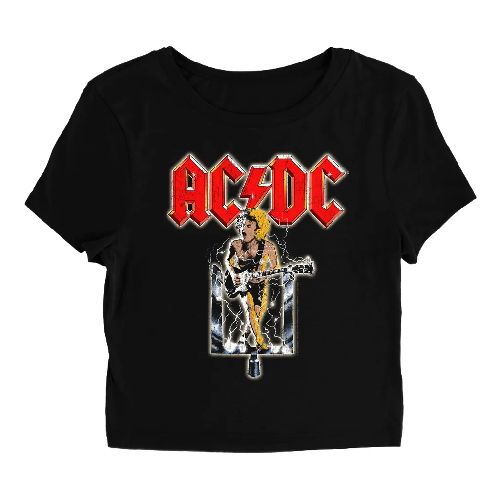 Women's T-Shirt | Angus On The Switch Distressed Baby Tee