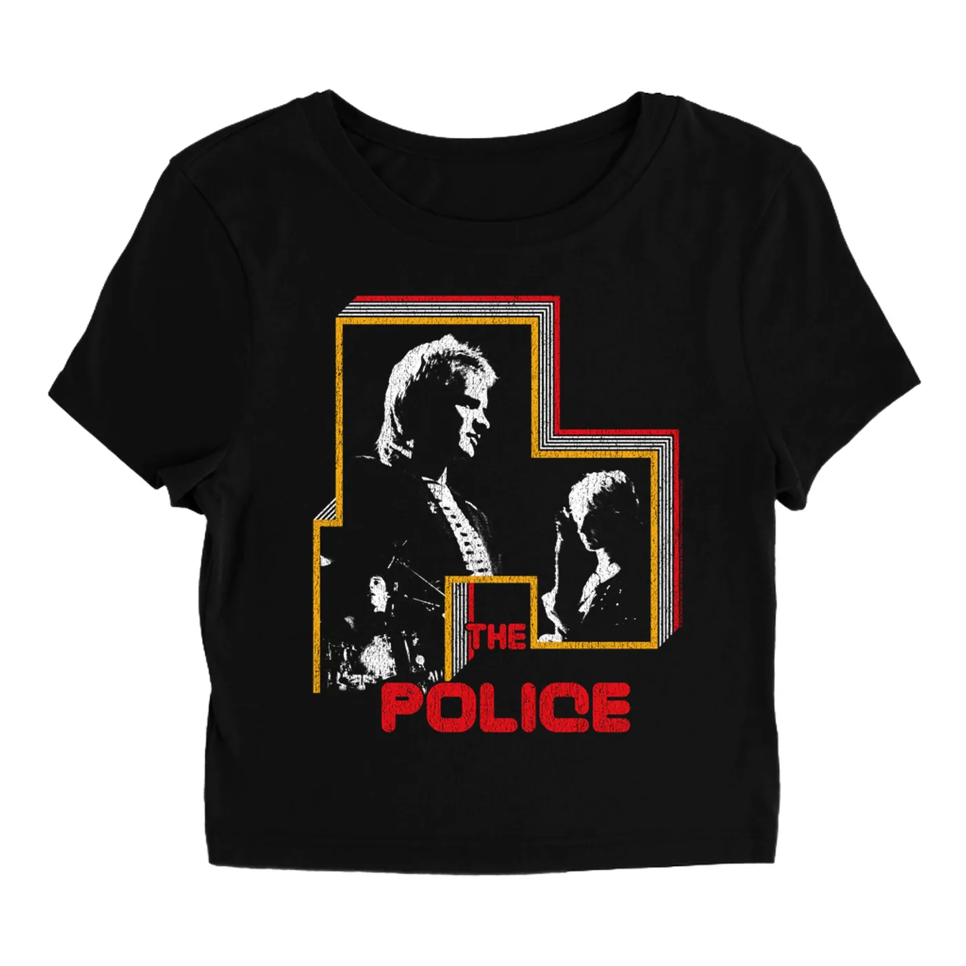 The Police Women's T-Shirt | Retro Bordered Shadow Live In Concert Distressed (Merchbar Exclusive) The Police Baby Tee