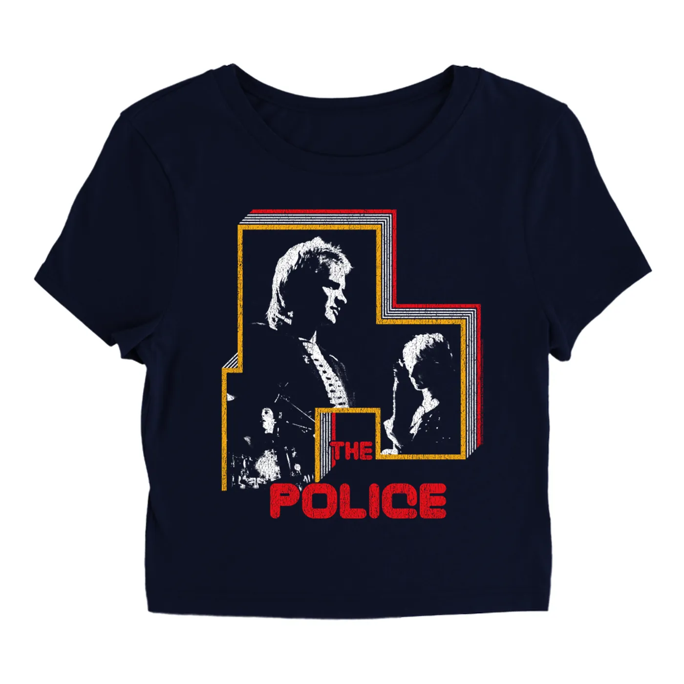 The Police Women's T-Shirt | Retro Bordered Shadow Live In Concert Distressed (Merchbar Exclusive) The Police Baby Tee