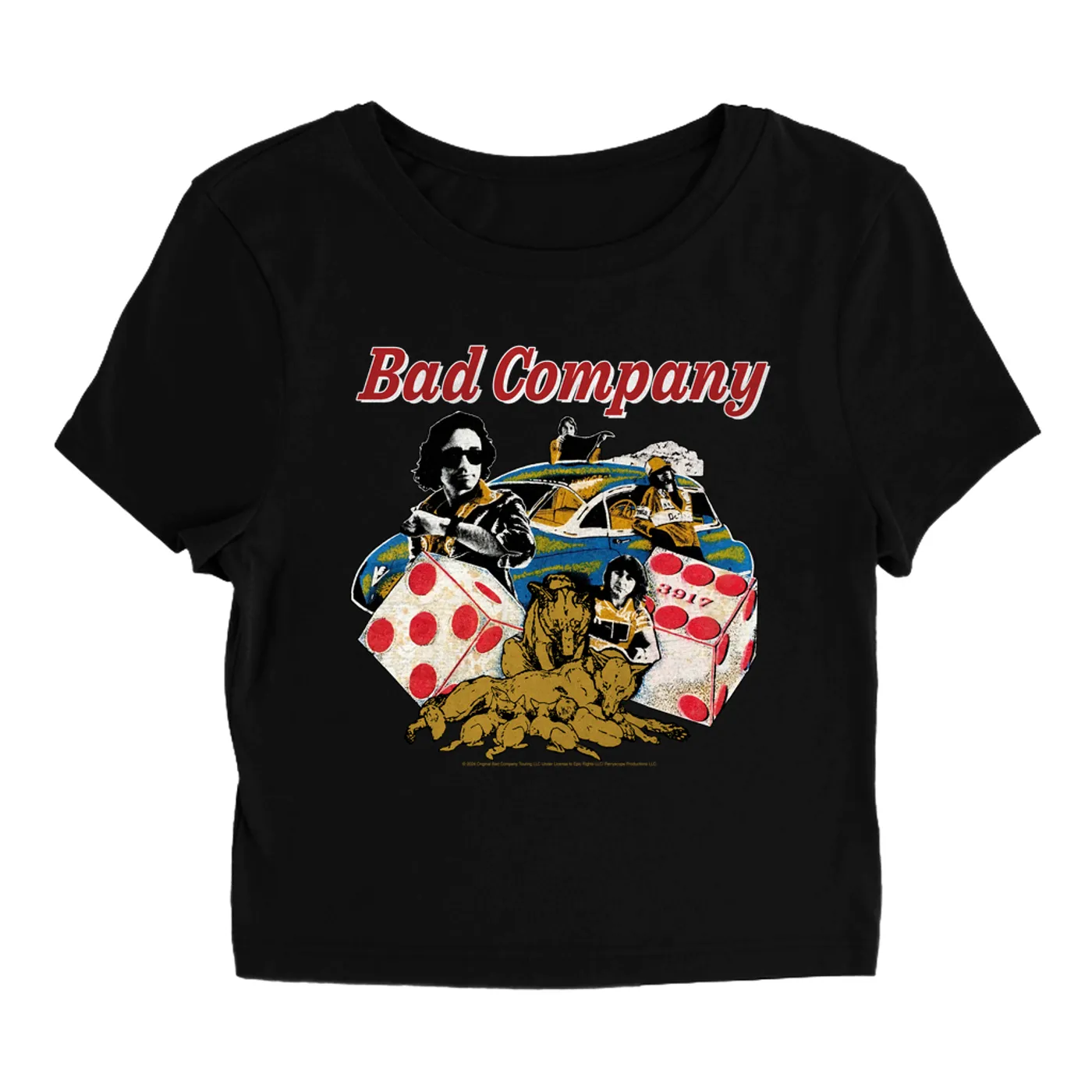 Bad Company Women's T-Shirt | Rock n' Roll Fantasy '79 Collage Bad Company Baby Tee