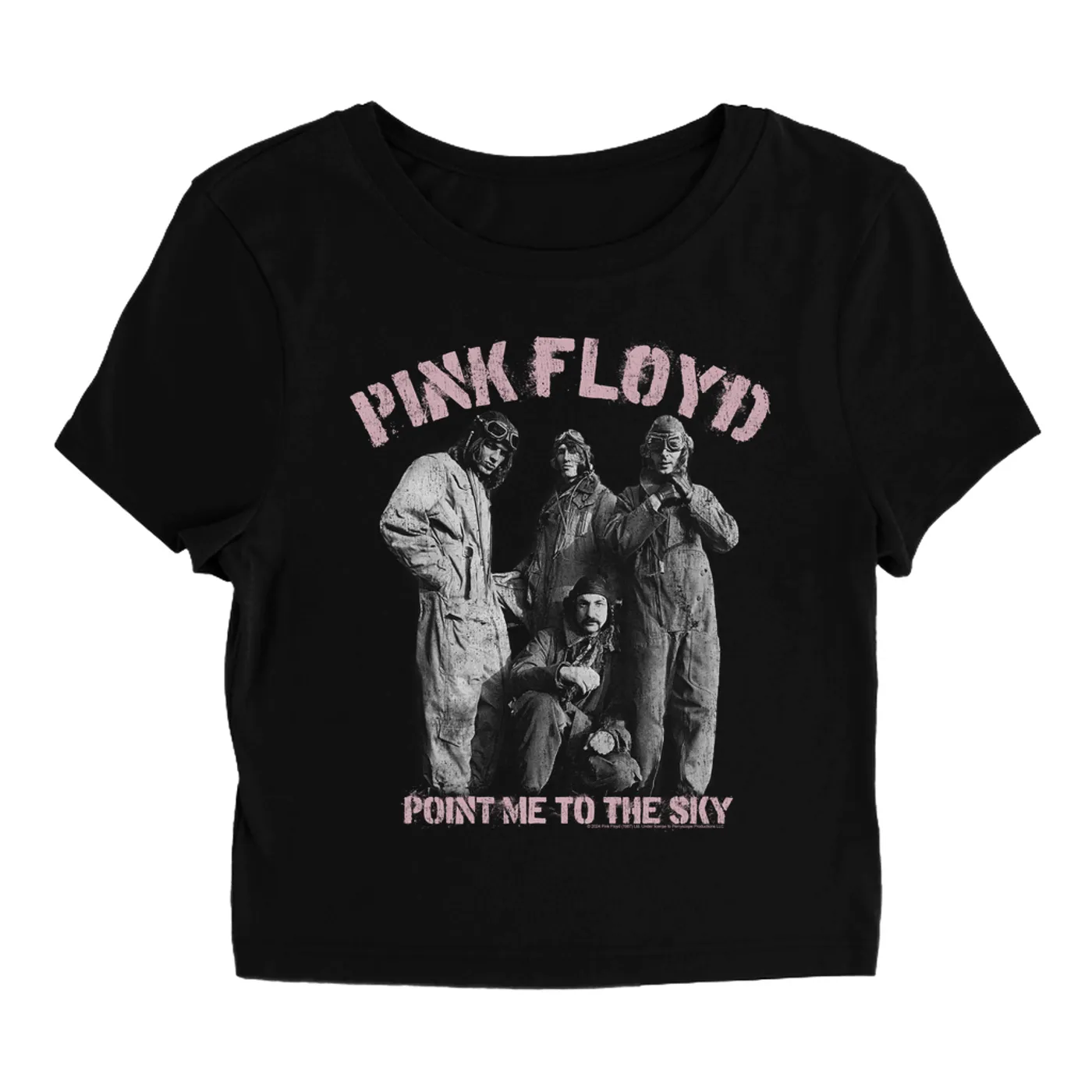 Pink Floyd Women's T-Shirt | Point Me To The Sky Pink Design Distressed (Merchbar Exclusive) Pink Floyd Baby Tee