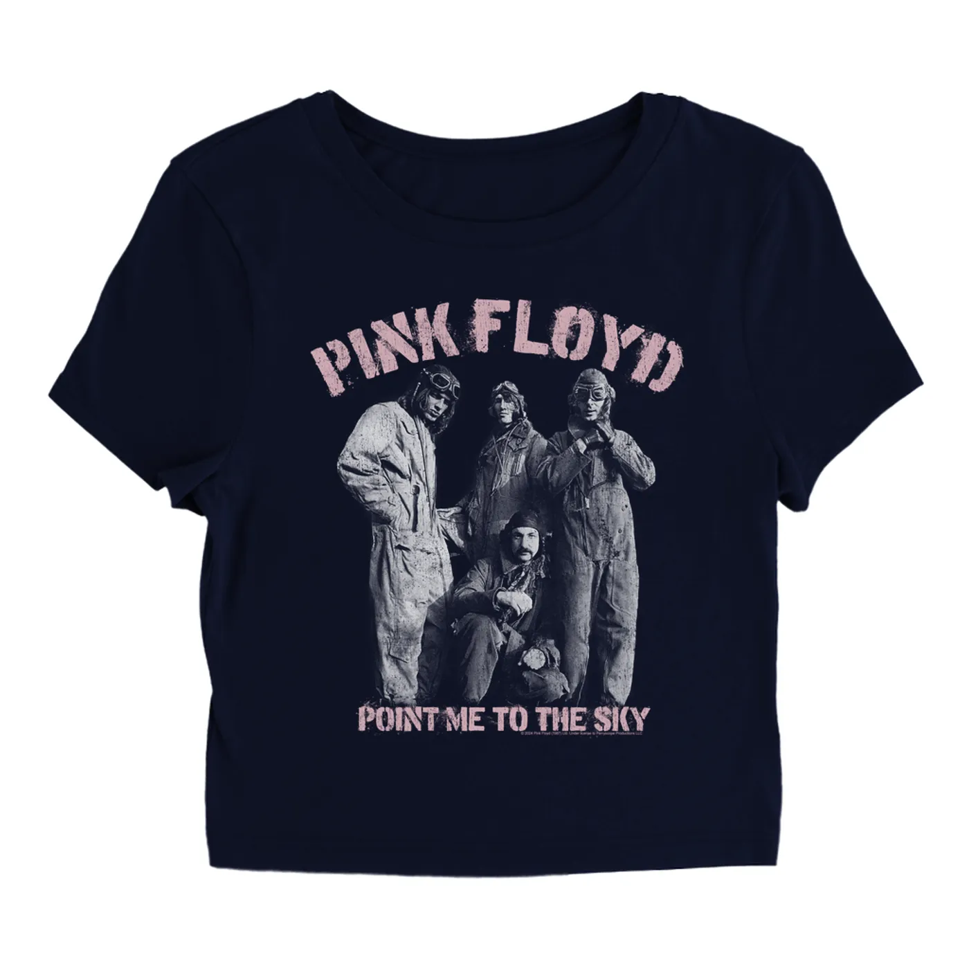 Pink Floyd Women's T-Shirt | Point Me To The Sky Pink Design Distressed (Merchbar Exclusive) Pink Floyd Baby Tee