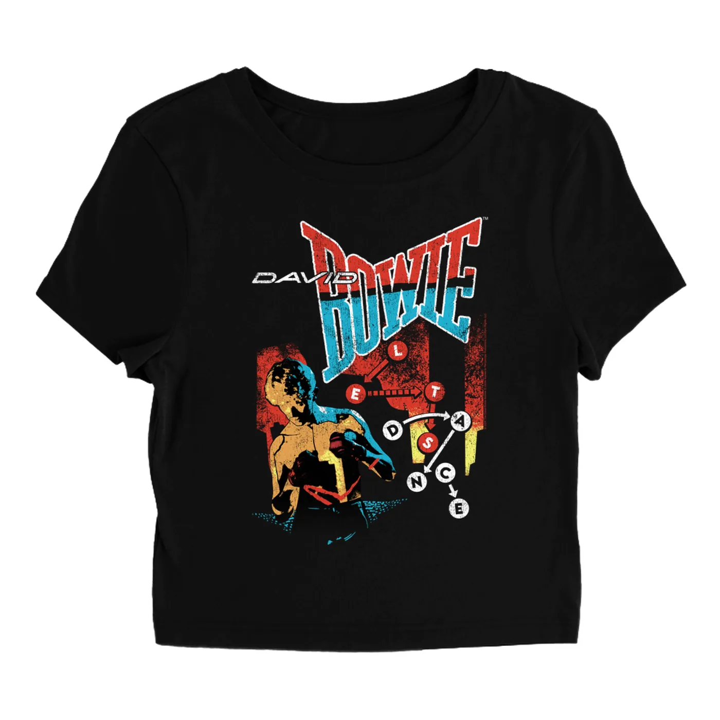 David Bowie Women's T-Shirt | Let's Dance Tour Image David Bowie Baby Tee