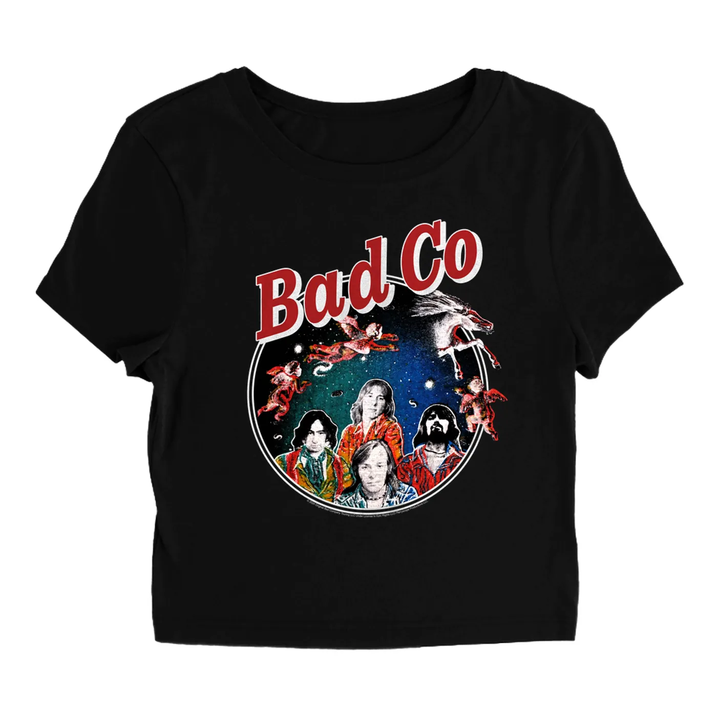 Bad Company Women's T-Shirt | Bad Company Angels Distressed Image Bad Company Baby Tee