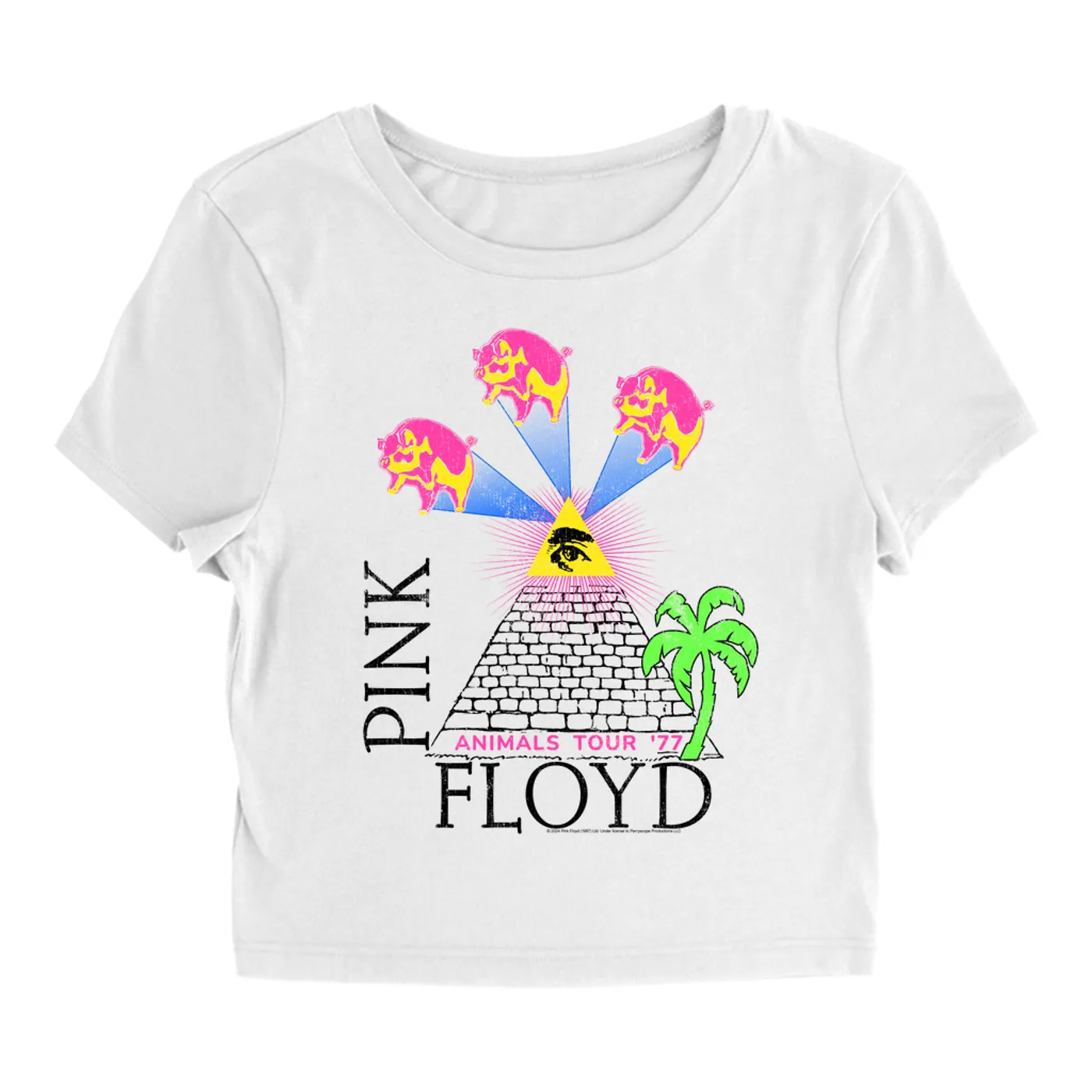 Pink Floyd Women's T-Shirt | Neon Animals Tour '77 Design (Merchbar Exclusive) Pink Floyd Baby Tee