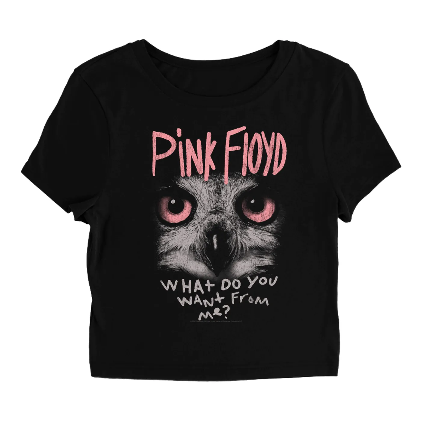 Pink Floyd Women's T-Shirt | What Do You Want From Me Design Distressed Pink Floyd Baby Tee