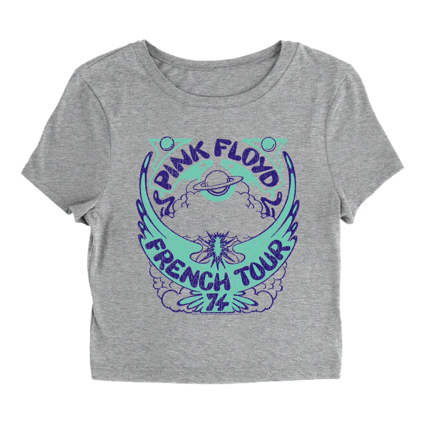 Pink Floyd Women's T-Shirt | French Tour 1974 Distressed Pink Floyd Baby Tee