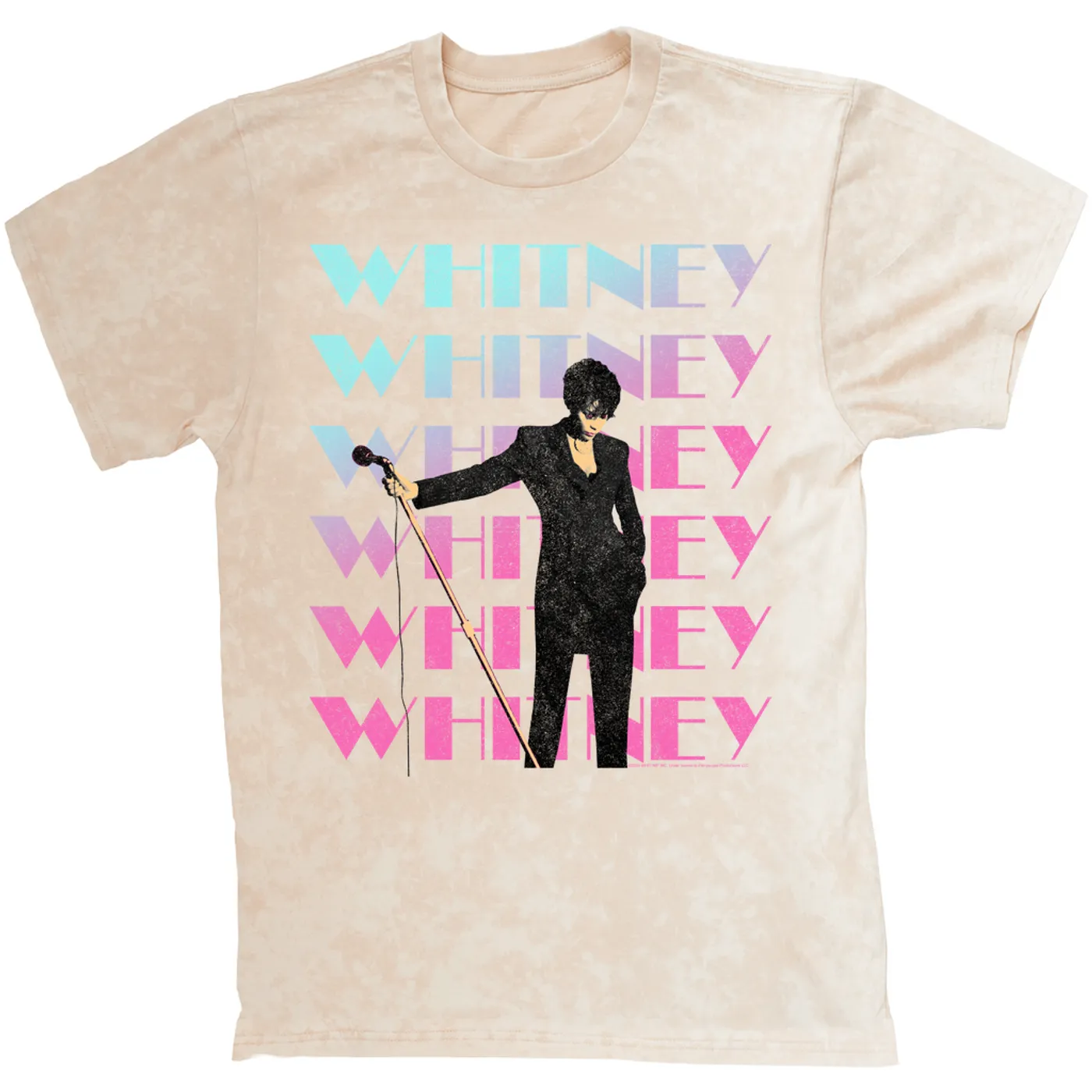 Whitney Houston T-shirt | Pastel Ombre Whitney On Stage Distressed Whitney Houston Mineral Wash Shirt
