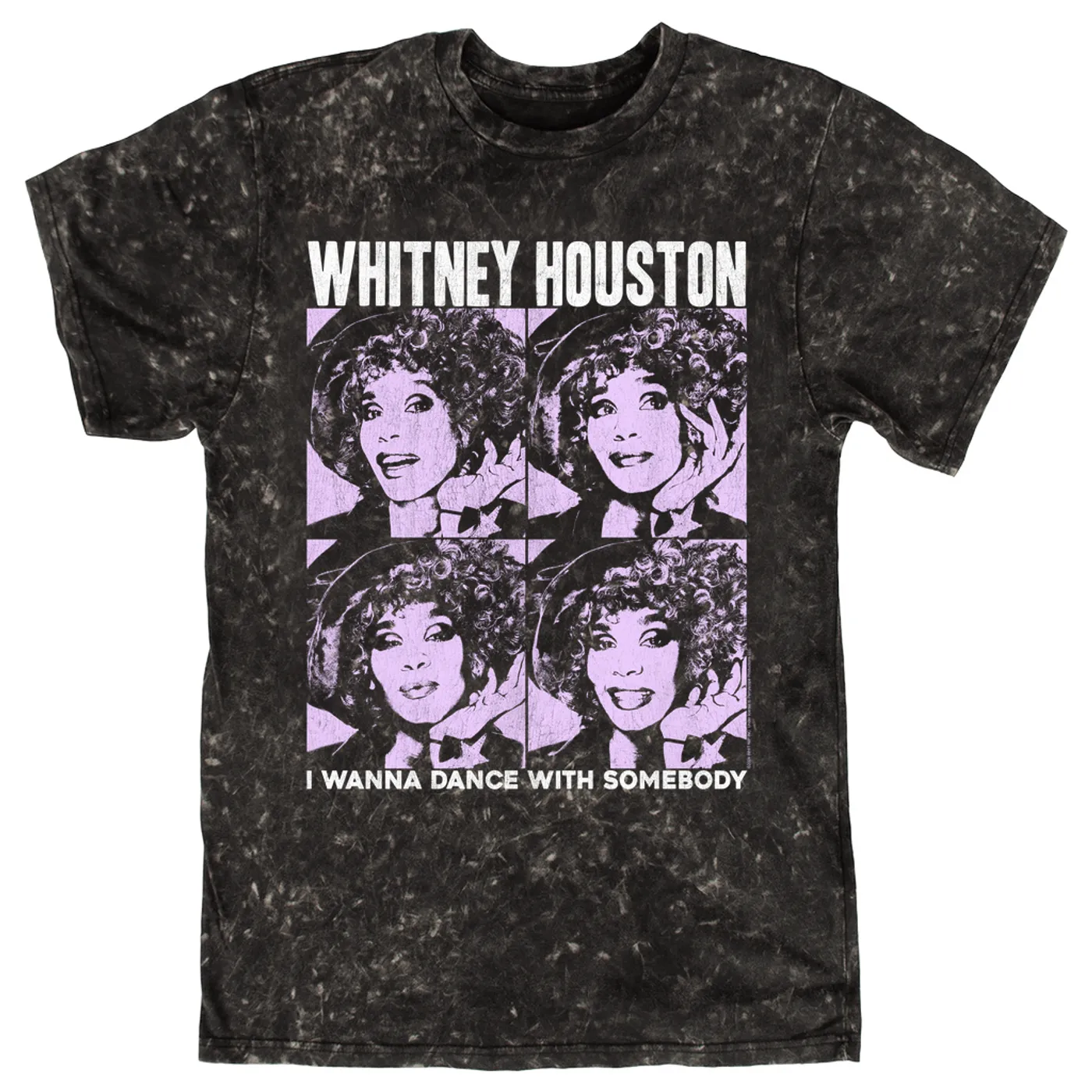 Whitney Houston T-shirt | I Wanna Dance Purple Pop Art Whitney Houston Mineral Wash Shirt