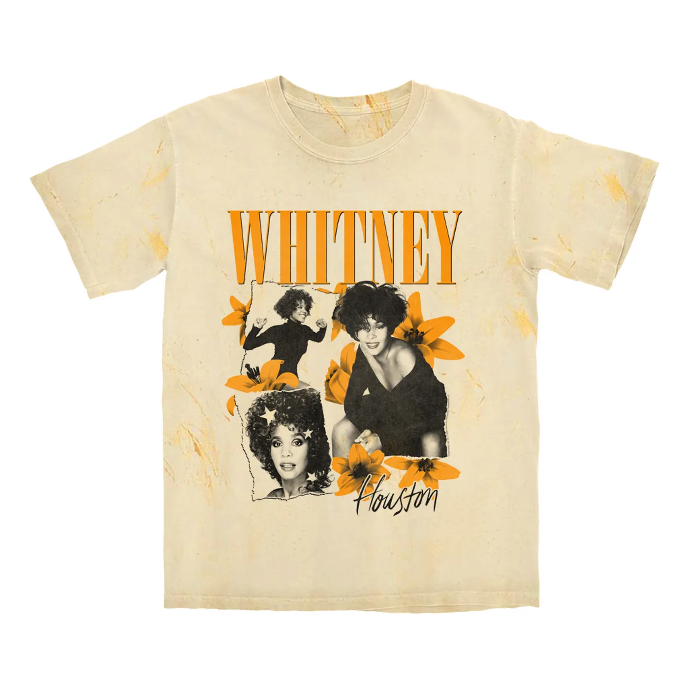 Whitney Houston T-shirt | Marigold Lily Stargazer Design (Merchbar Exclusive) Whitney Houston Color Blast Shirt