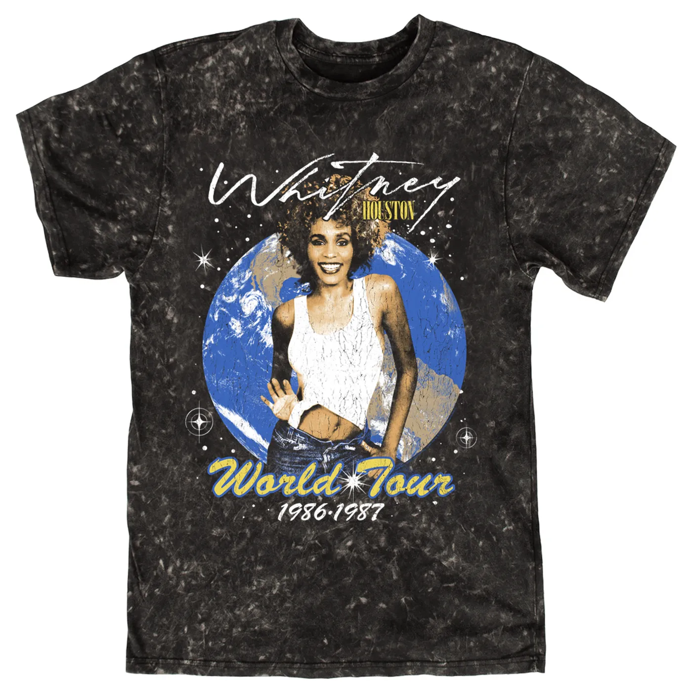 Whitney Houston T-shirt | World Tour 1986-1987 Distressed Whitney Houston Mineral Wash Shirt