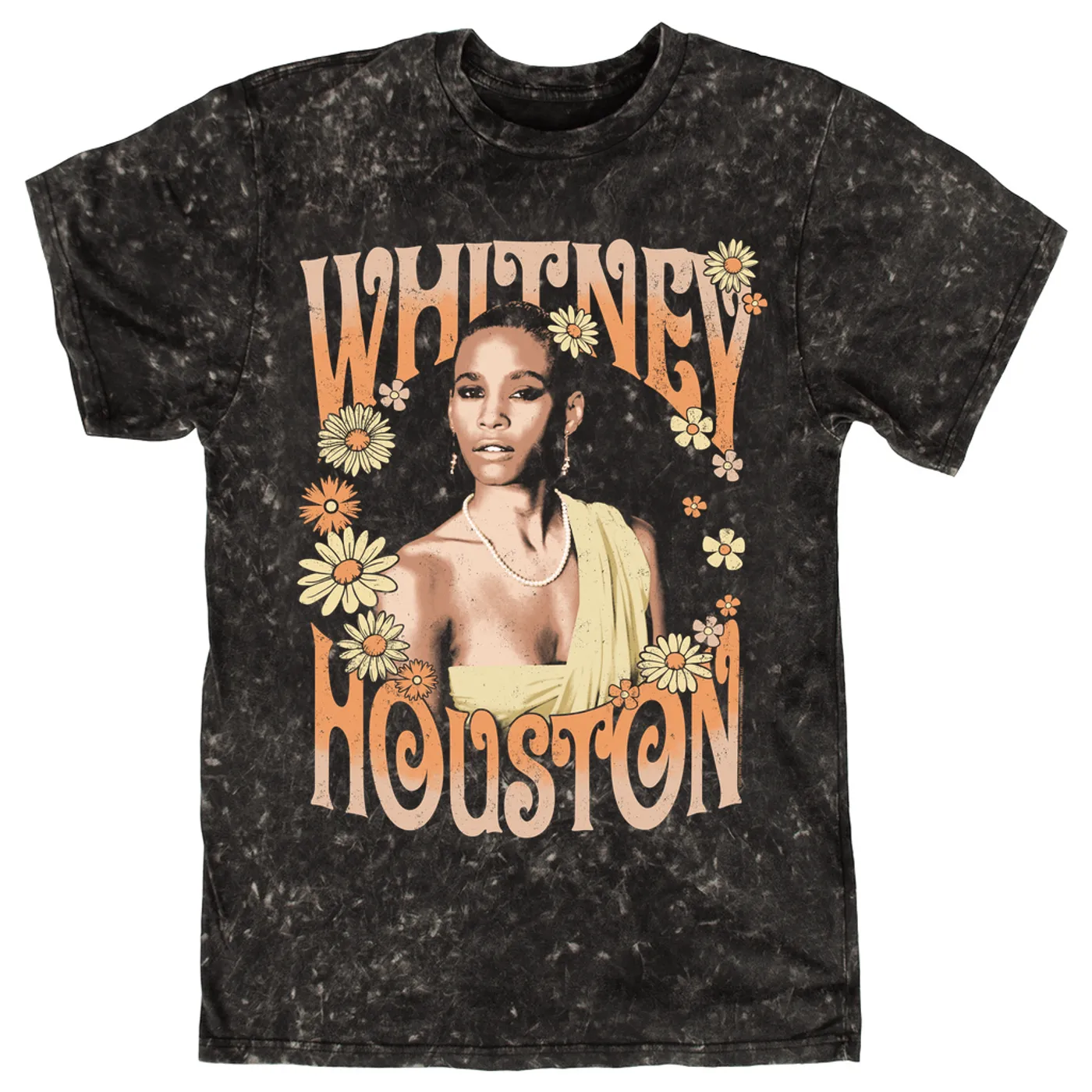 Whitney Houston T-shirt | Flower Power Design (Merchbar Exclusive) Whitney Houston Mineral Wash Shirt