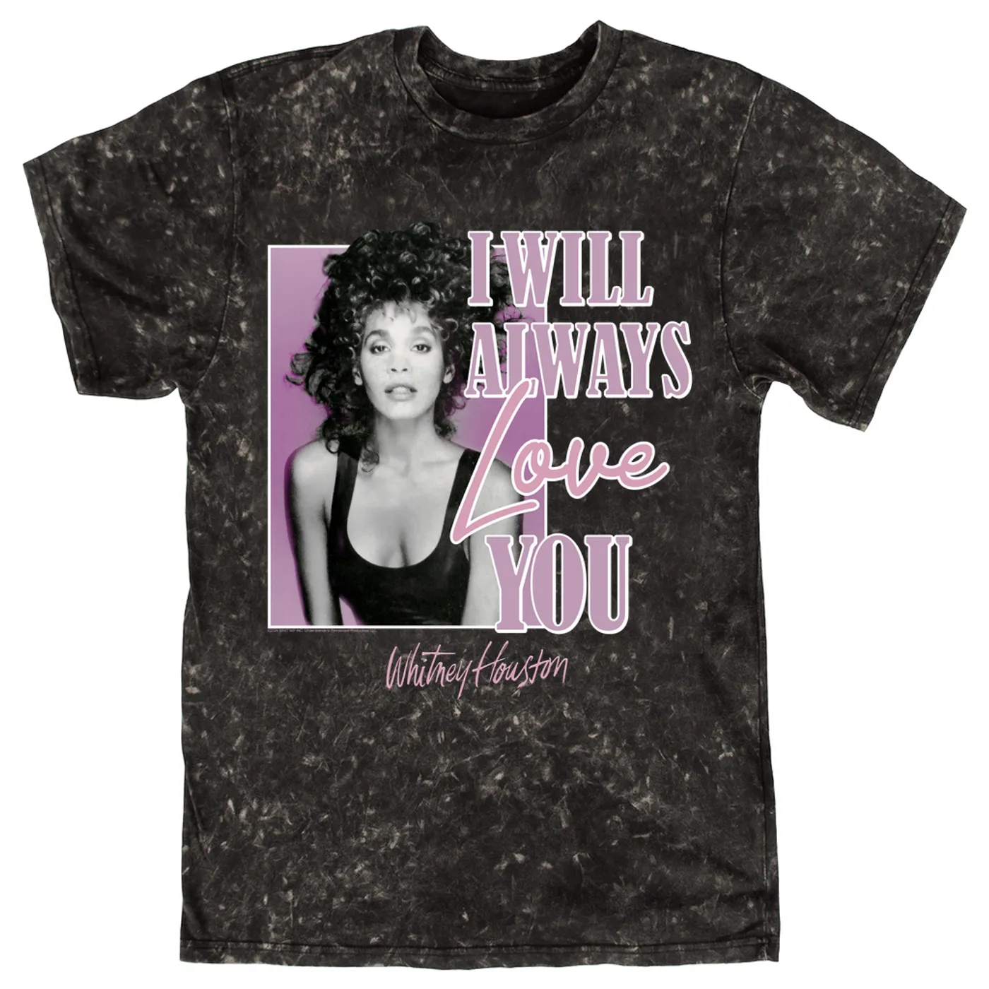 Whitney Houston T-shirt | Purple I Will Always Love You Design Whitney Houston Mineral Wash Shirt