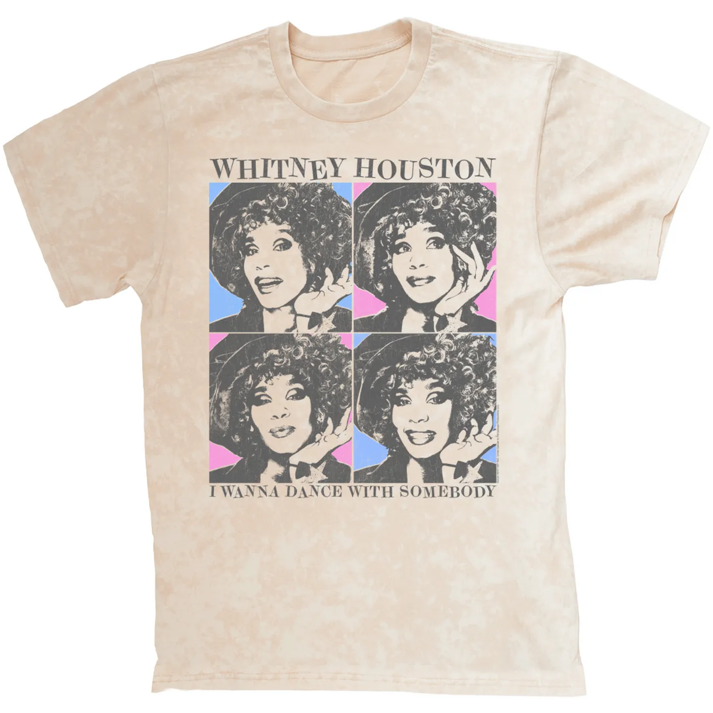 Whitney Houston T-shirt | I Wanna Dance Colorful Pop Art Whitney Houston Mineral Wash Shirt