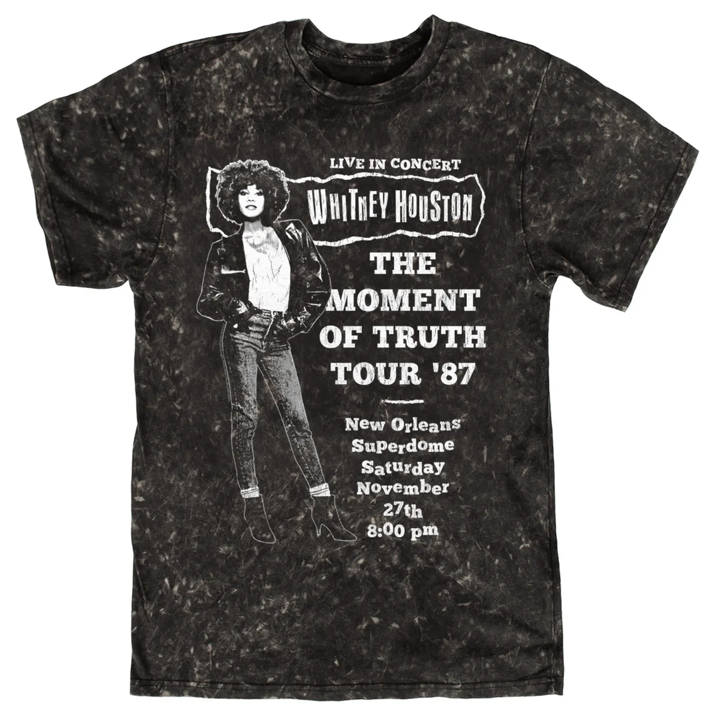 Whitney Houston T-shirt | LIVE The Moment Of Truth Tour Distressed (Merchbar Exclusive) Whitney Houston Mineral Wash Shirt