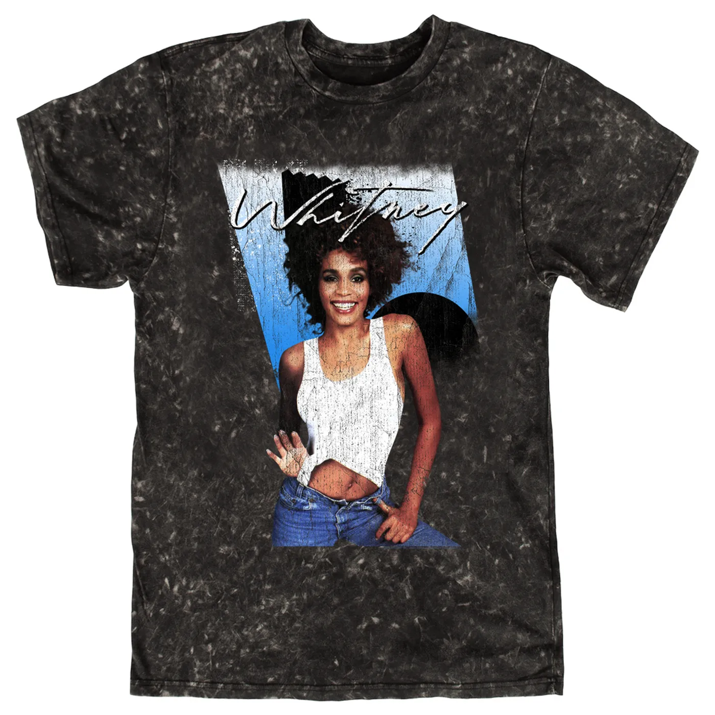 Whitney Houston T-shirt | I Wanna Dance With Somebody Album Art Design Distressed Whitney Houston Mineral Wash Shirt