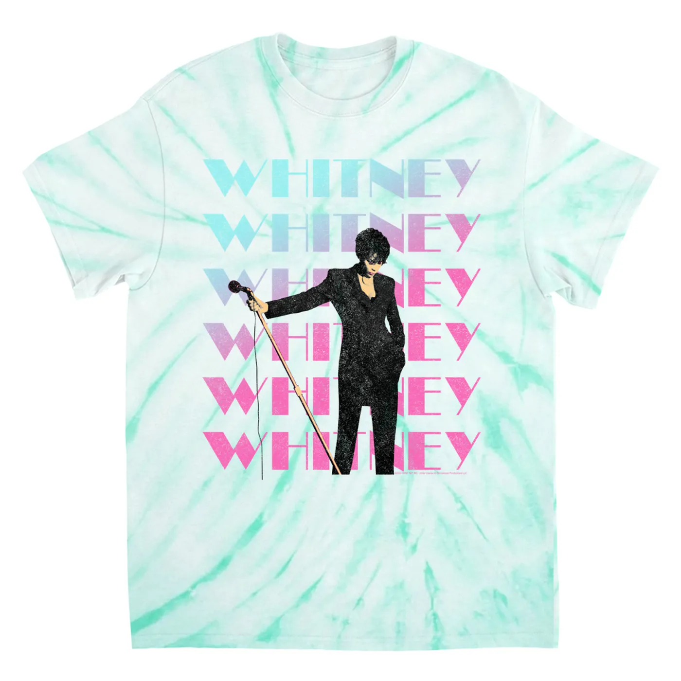 Whitney Houston T-Shirt | Pastel Ombre Whitney On Stage Distressed Whitney Houston Tie Dye Shirt