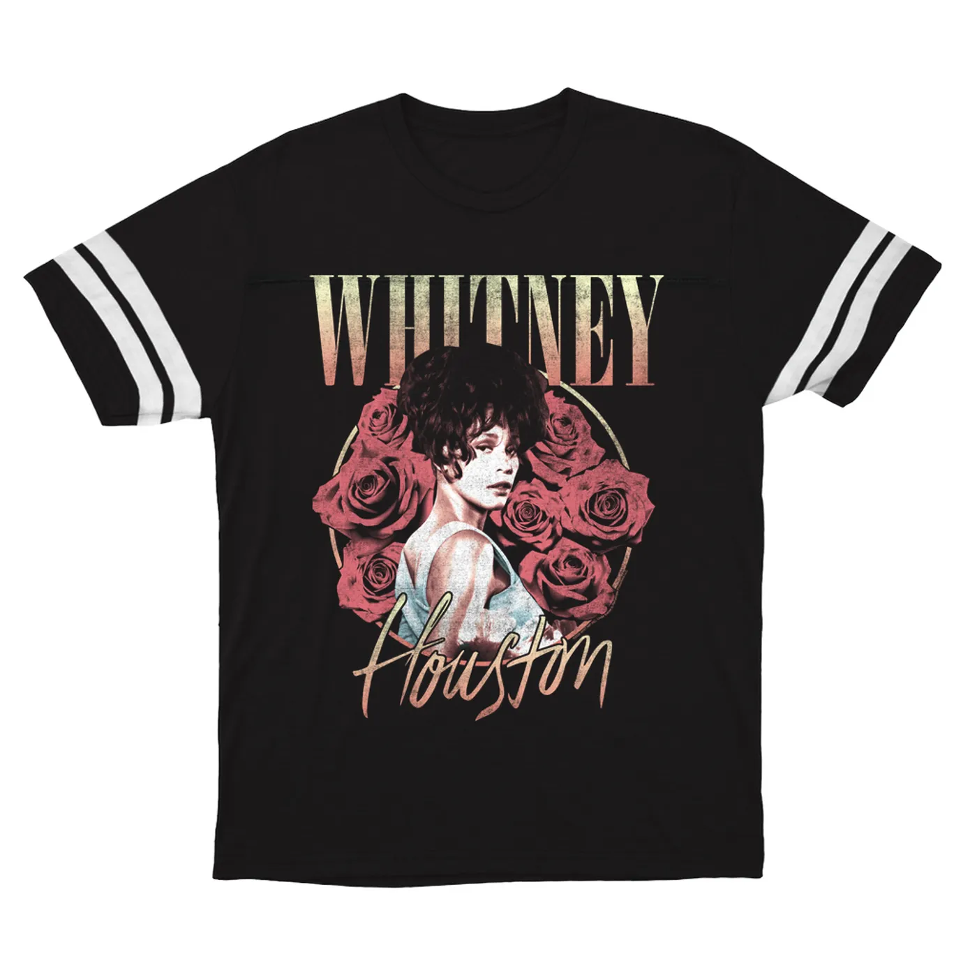 Whitney Houston T-Shirt | Rose Bouquet Distressed (Merchbar Exclusive) Whitney Houston Football Shirt