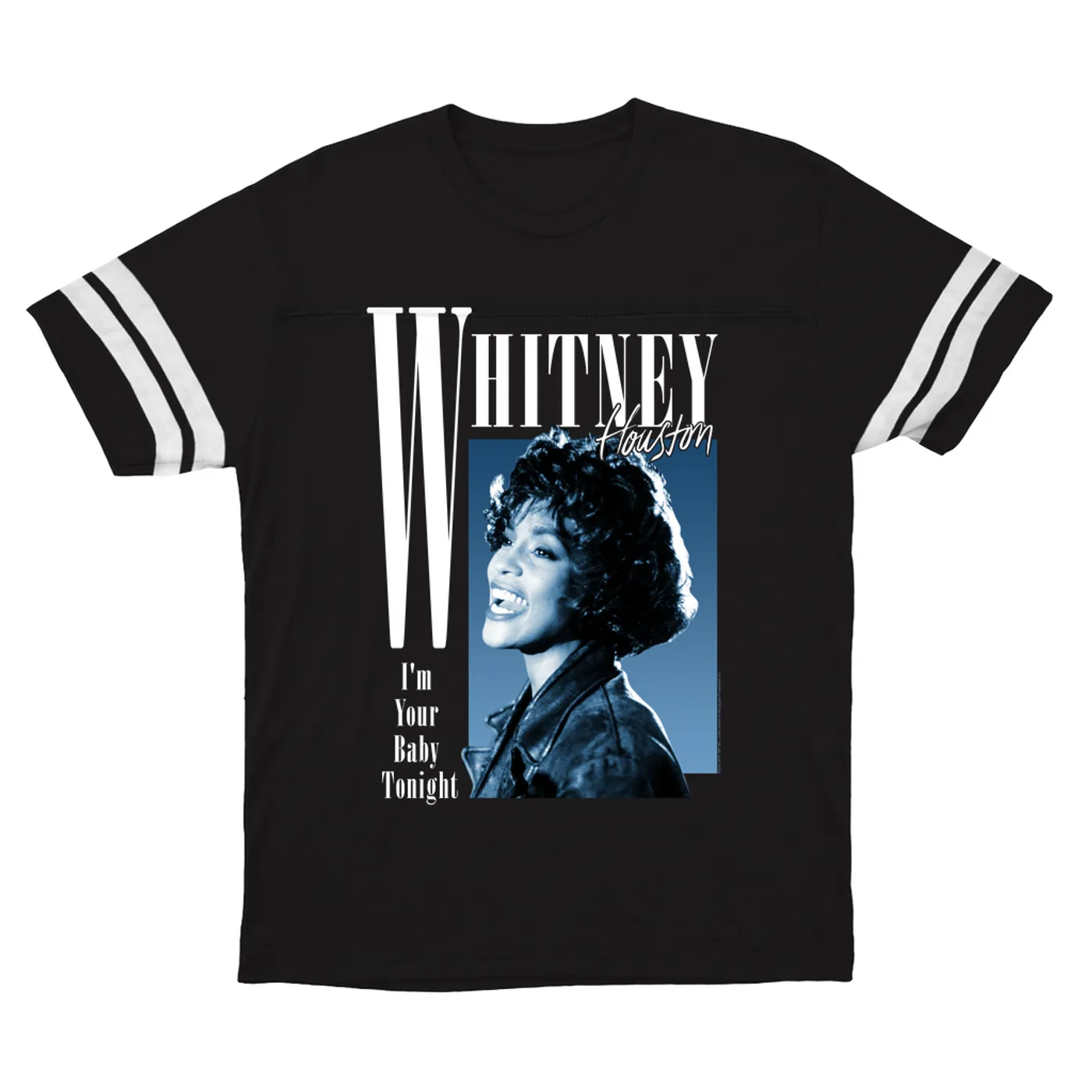 Whitney Houston T-Shirt | I'm Your Baby Tonight Blue Hue Design (Merchbar Exclusive) Whitney Houston Football Shirt