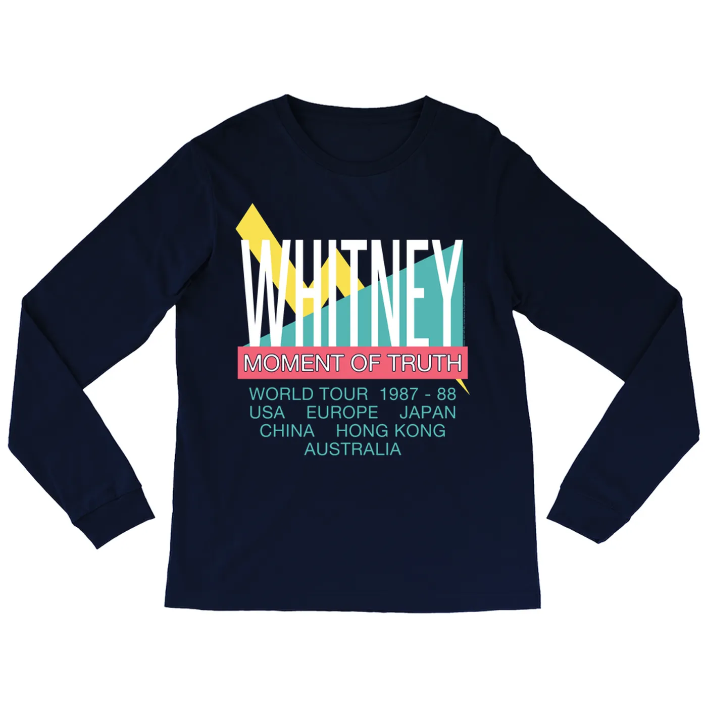 Whitney Houston Long Sleeve Shirt | Moment Of Truth World Tour 1987 - 88 Whitney Houston Shirt