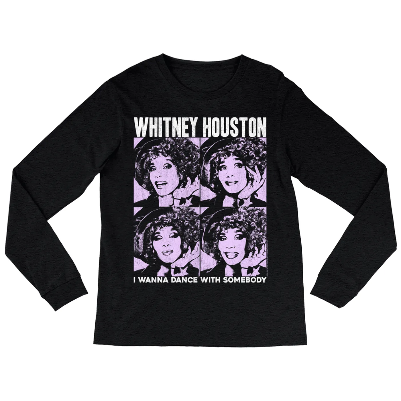Whitney Houston Long Sleeve Shirt | I Wanna Dance Purple Pop Art Whitney Houston Shirt