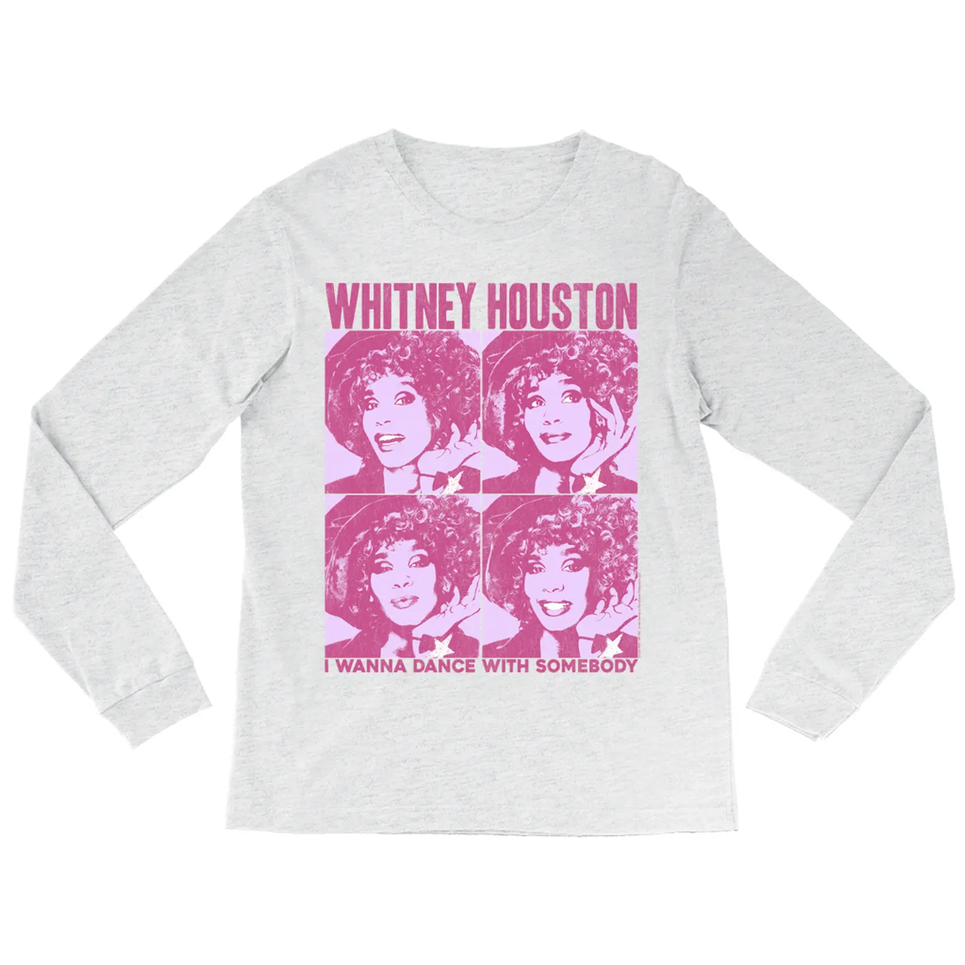 Whitney Houston Long Sleeve Shirt | I Wanna Dance Pink Pop Art Whitney Houston Shirt