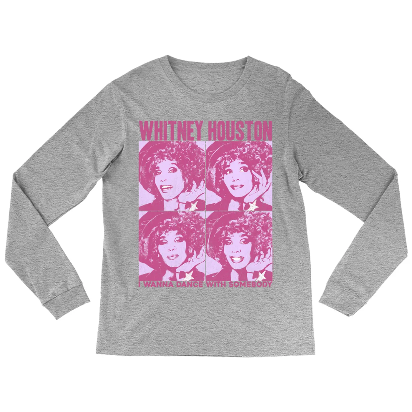 Whitney Houston Long Sleeve Shirt | I Wanna Dance Pink Pop Art Whitney Houston Shirt