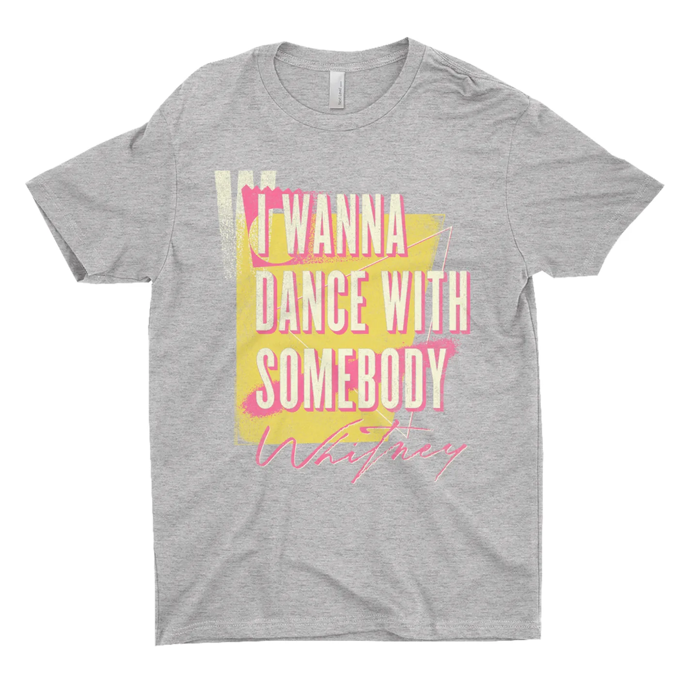 Whitney Houston T-Shirt | I Wanna Dance Pink Yellow Whitney Houston Dark Shirt