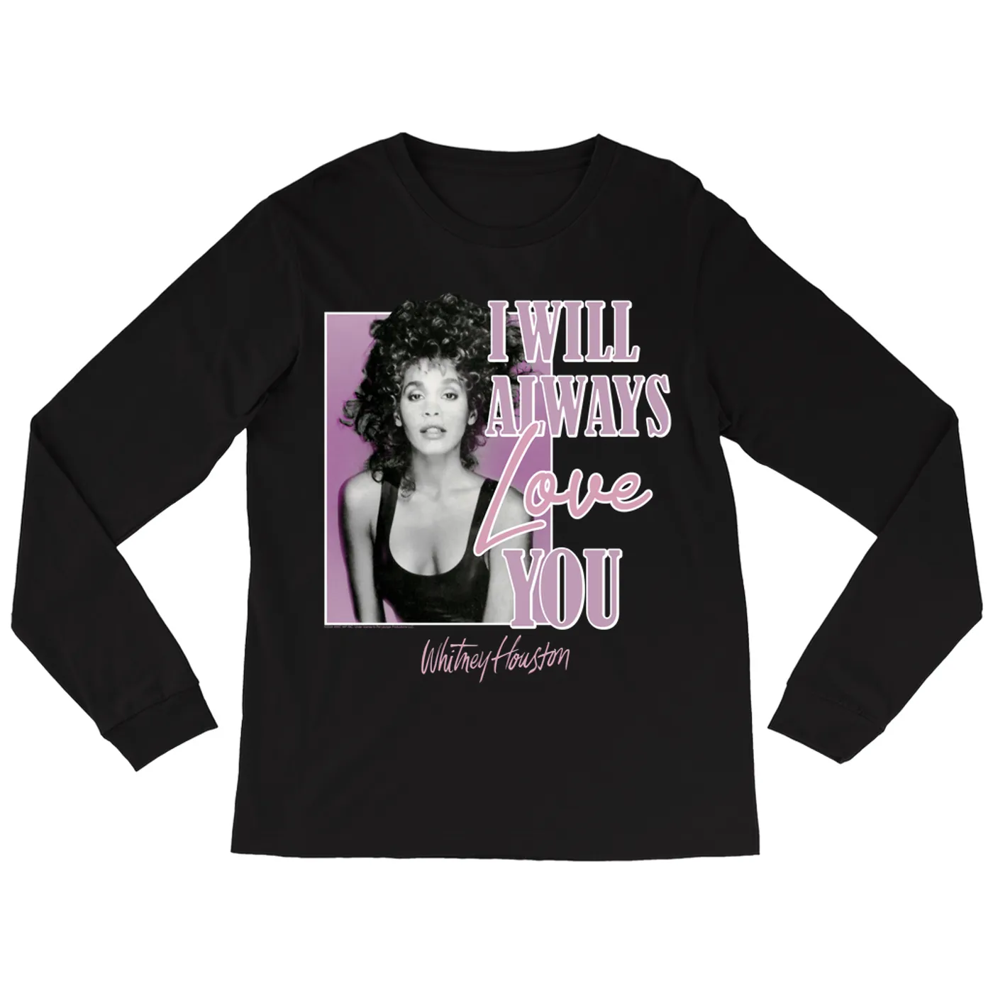 Whitney Houston Long Sleeve Shirt | Purple I Will Always Love You Design Whitney Houston Shirt