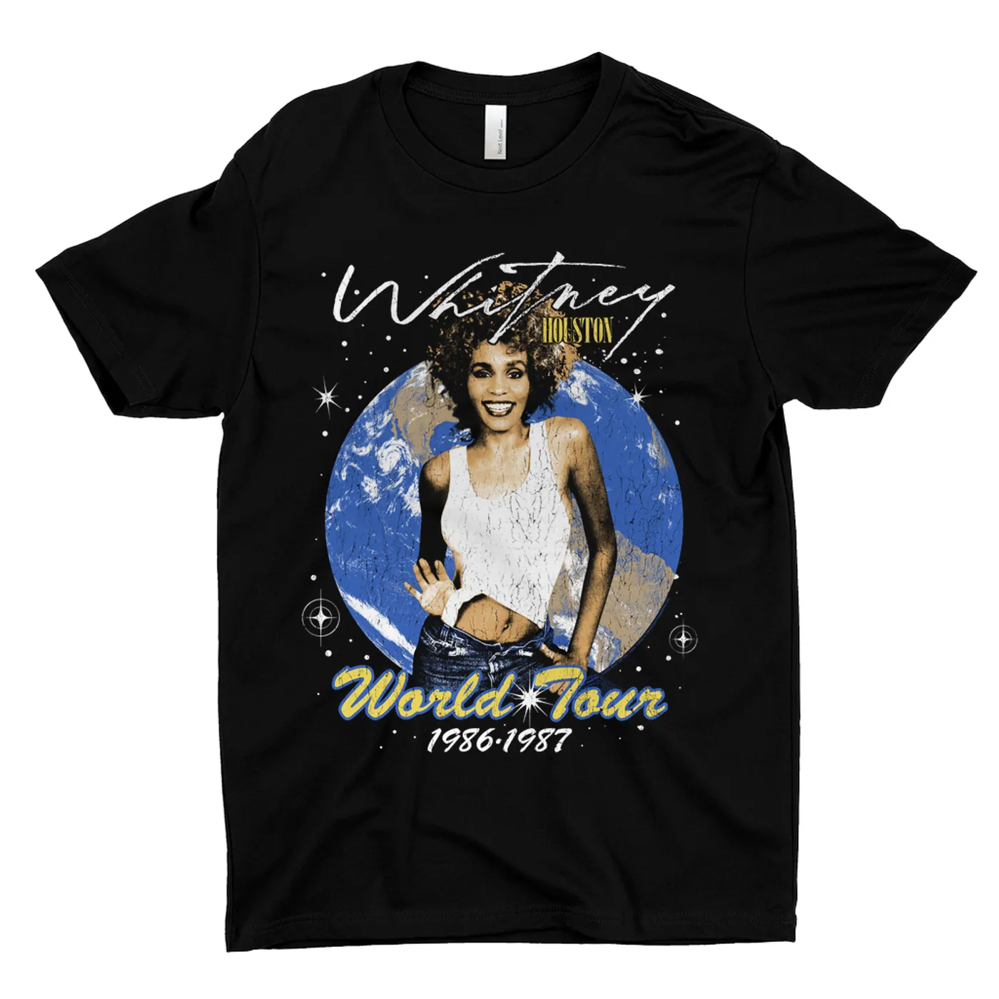 Whitney Houston T-Shirt | World Tour 1986-1987 Distressed Whitney Houston Dark Shirt