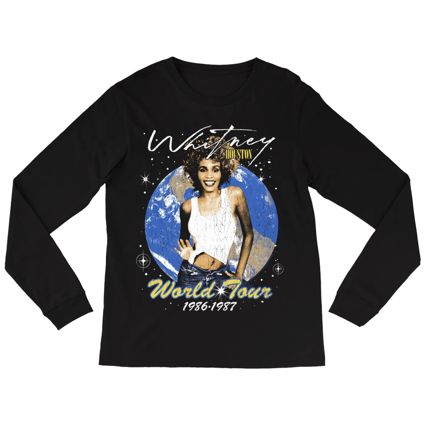 Whitney Houston Long Sleeve Shirt | World Tour 1986-1987 Distressed Whitney Houston Shirt