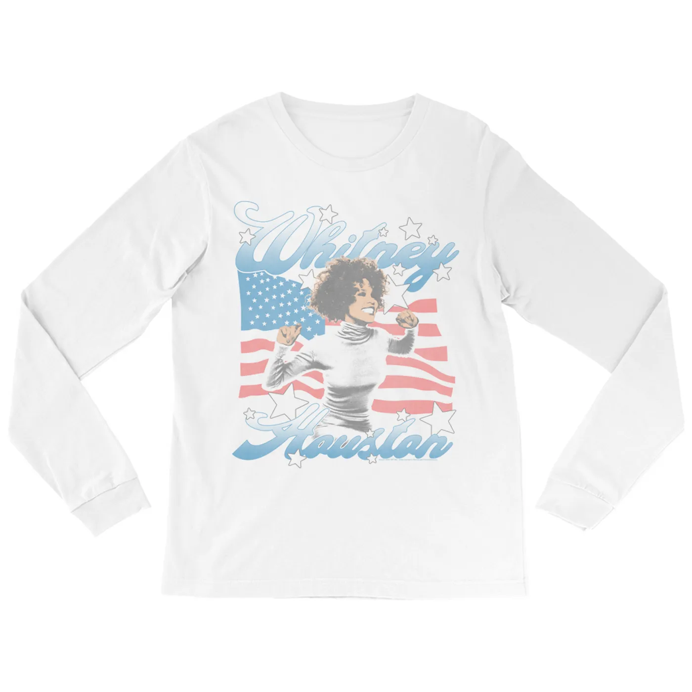 Whitney Houston Long Sleeve Shirt | Star Spangled Whitney Houston Shirt