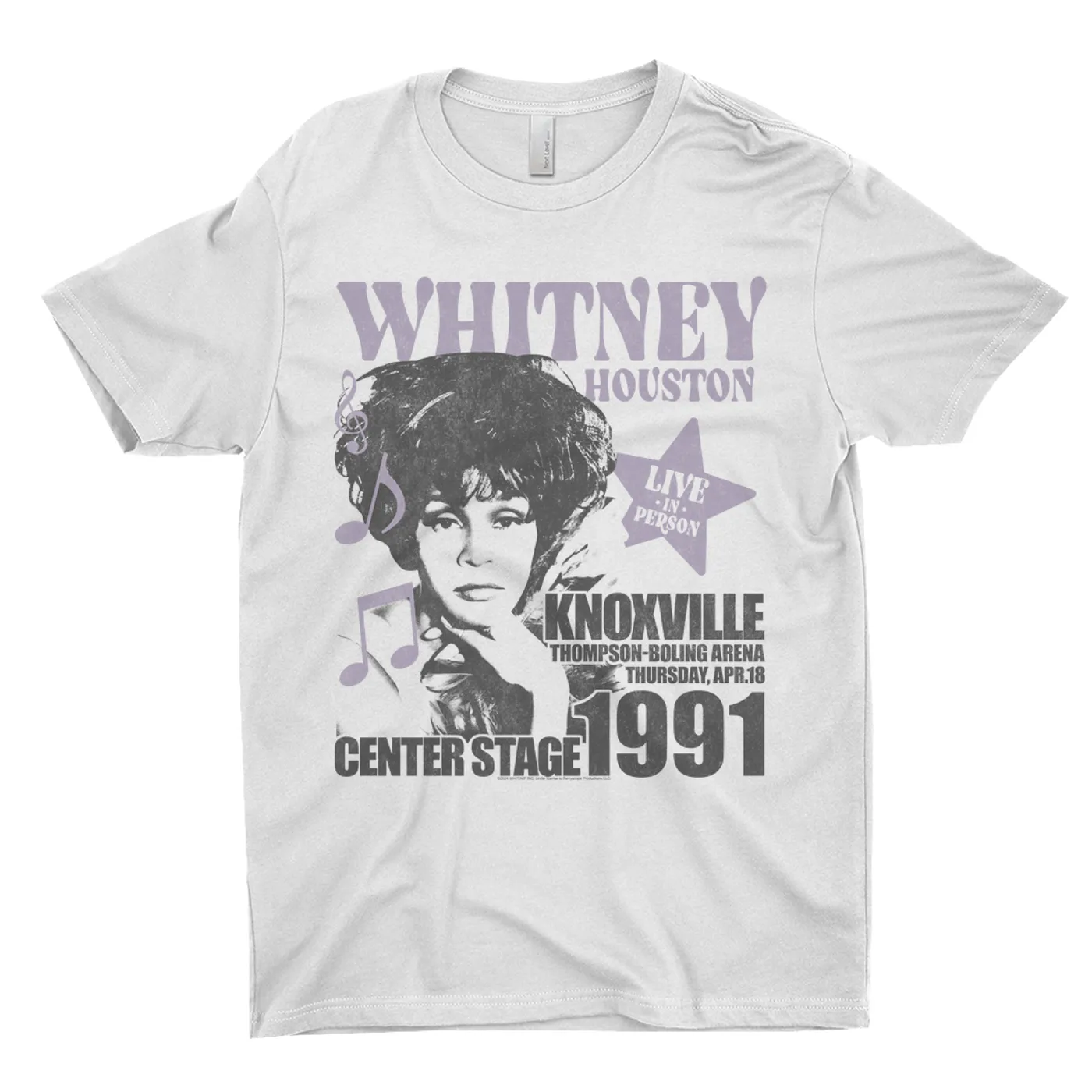 Whitney Houston T-Shirt | Knoxville 1991 Concert Distressed (Merchbar Exclusive) Whitney Houston Light Shirt