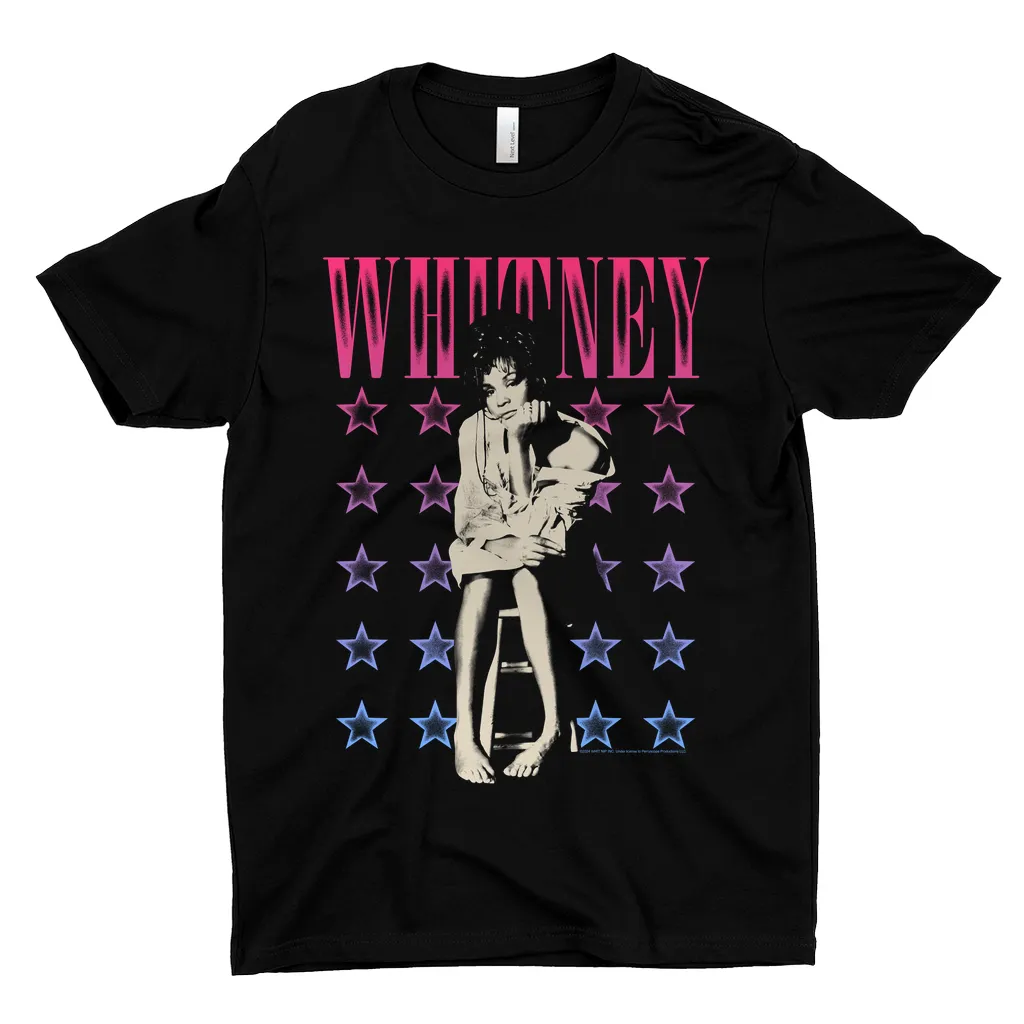 T-Shirt | Colorful Ombre Stars Design Distressed Dark Shirt