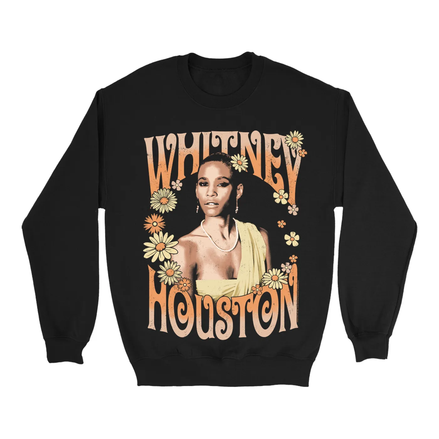 Whitney Houston Sweatshirt | Flower Power Design (Merchbar Exclusive) Whitney Houston Sweatshirt