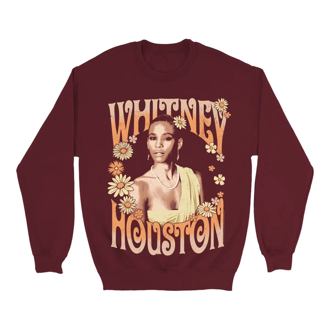 Whitney Houston Sweatshirt | Flower Power Design (Merchbar Exclusive) Whitney Houston Sweatshirt