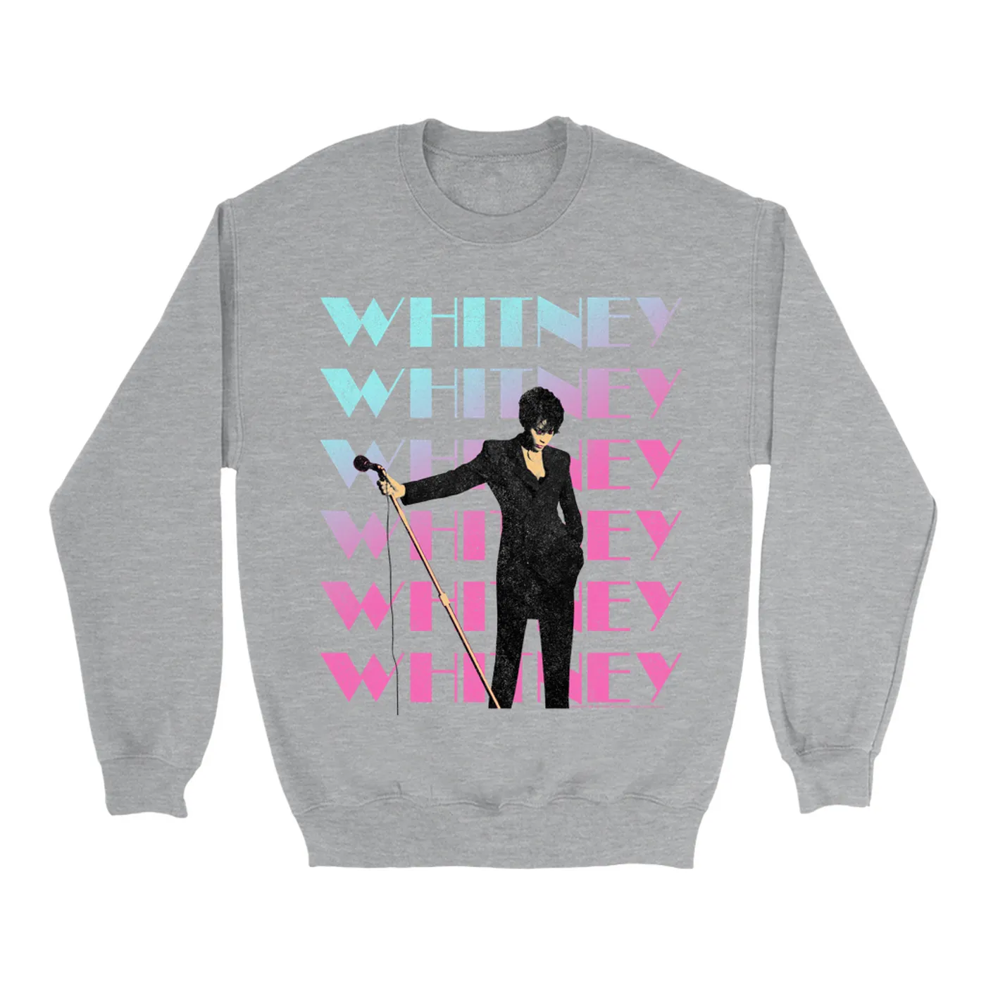 Whitney Houston Sweatshirt | Pastel Ombre Whitney On Stage Distressed Whitney Houston Sweatshirt